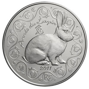2011 €5 Silver BU - Year of the RABBIT